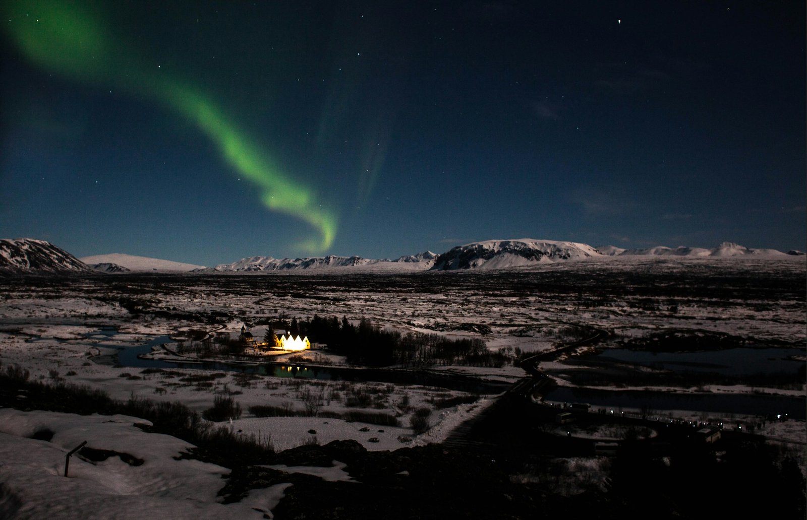 Northern Lights over Thingvellir National Park, Iceland